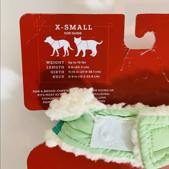 Wondershop Dog Puffer Jacket Aqua V Stripe Sherpa Lined Cat Vest XS 10 Lbs - Picture 5 of 6